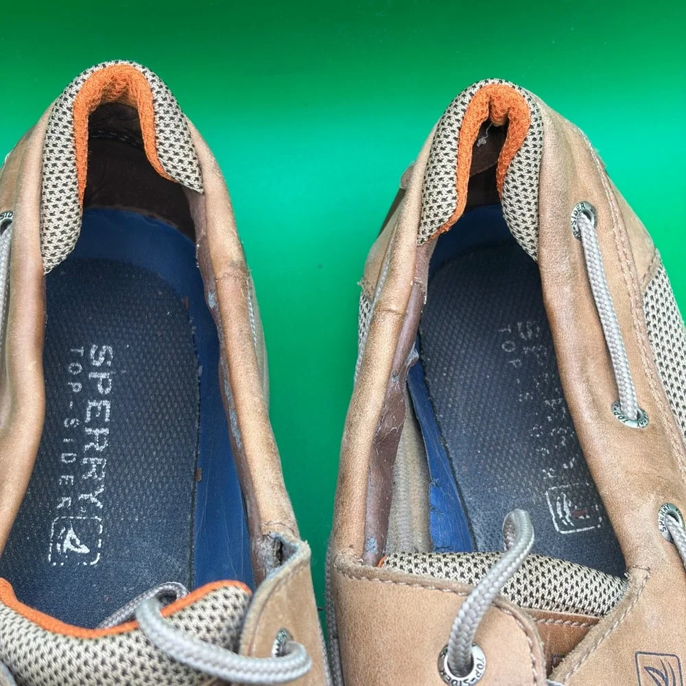 Sperry Top-Sider Boat Shoes Mens 13 M Tan Leather Casual Nautical Deck Loafers